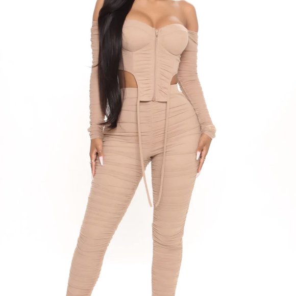 Spill The Tea Pant Set - Nude - Picture 1 of 6